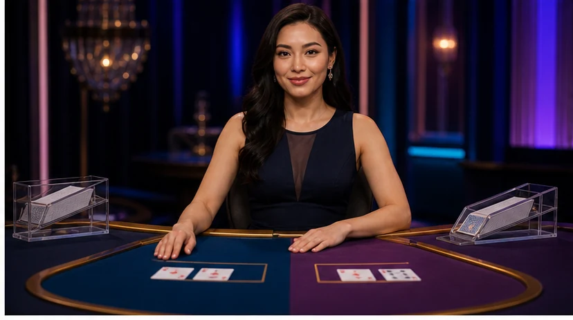 Live baccarat table with Player and Banker positions