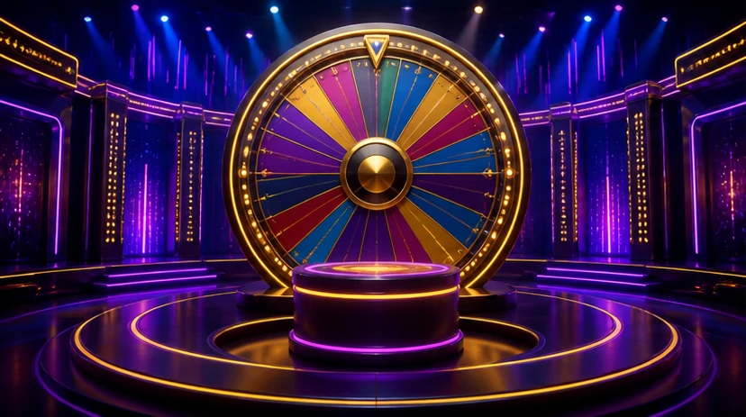 Colourful live casino prize wheel studio